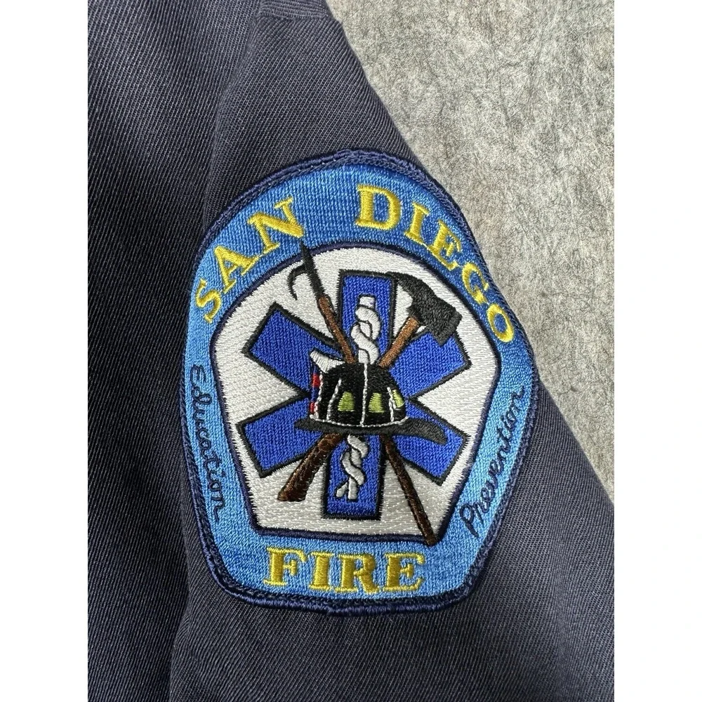 Vintage San‎ Diego Fire Department Jacket Mens 52L Horace Small Navy USA Made